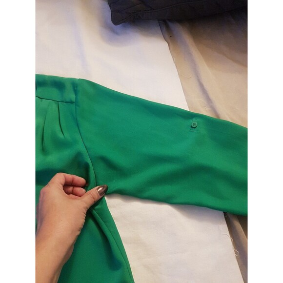 Collective Concepts Blouse Popover Pintuck Pleated Size XS Green V Neckline - Picture 13 of 13